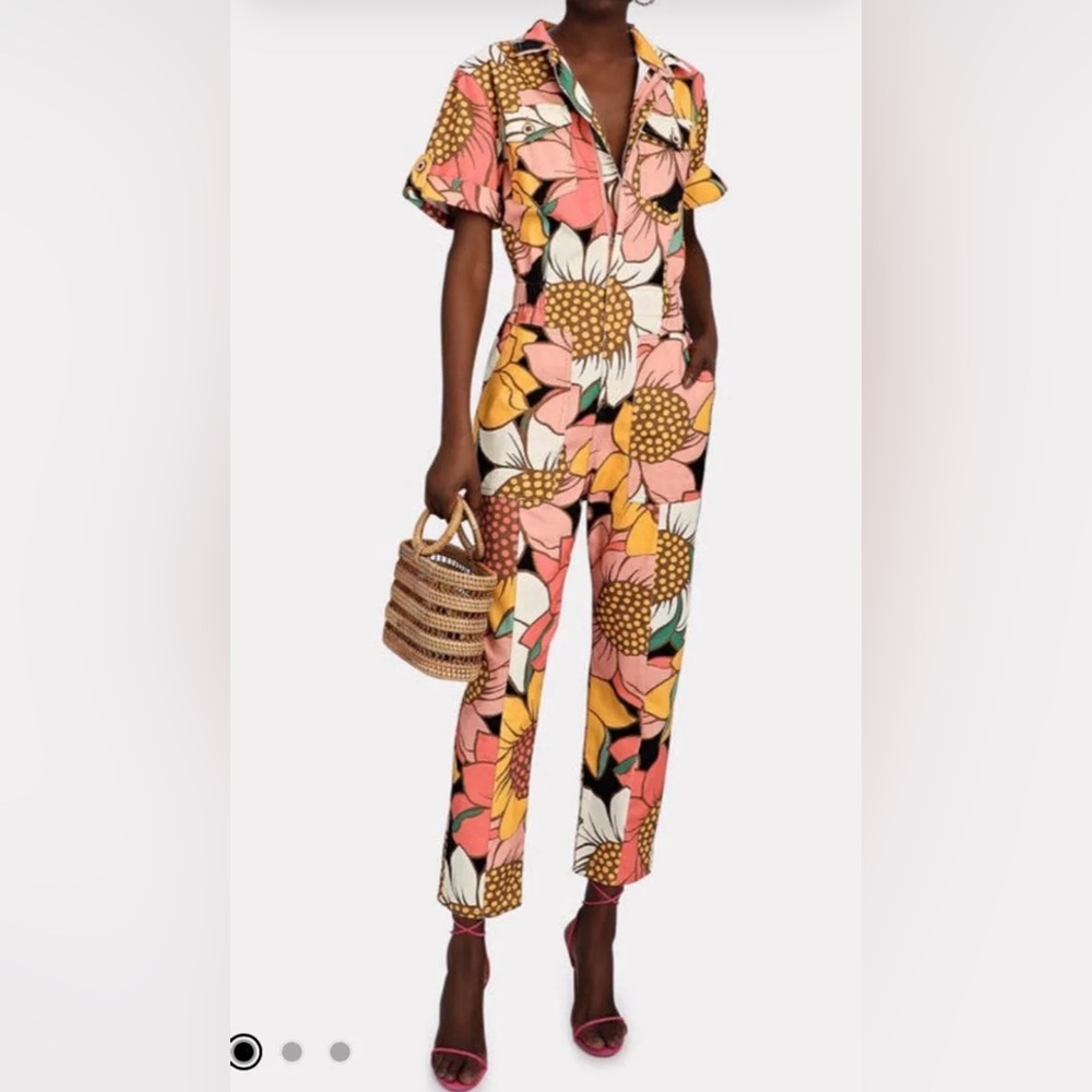 FARM Rio Vibrant Floral Jumpsuit - Pink, Yellow, Black